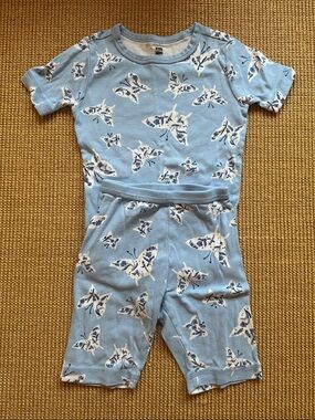 Tea Collection Light Blue Butterfly Short Pajama Set